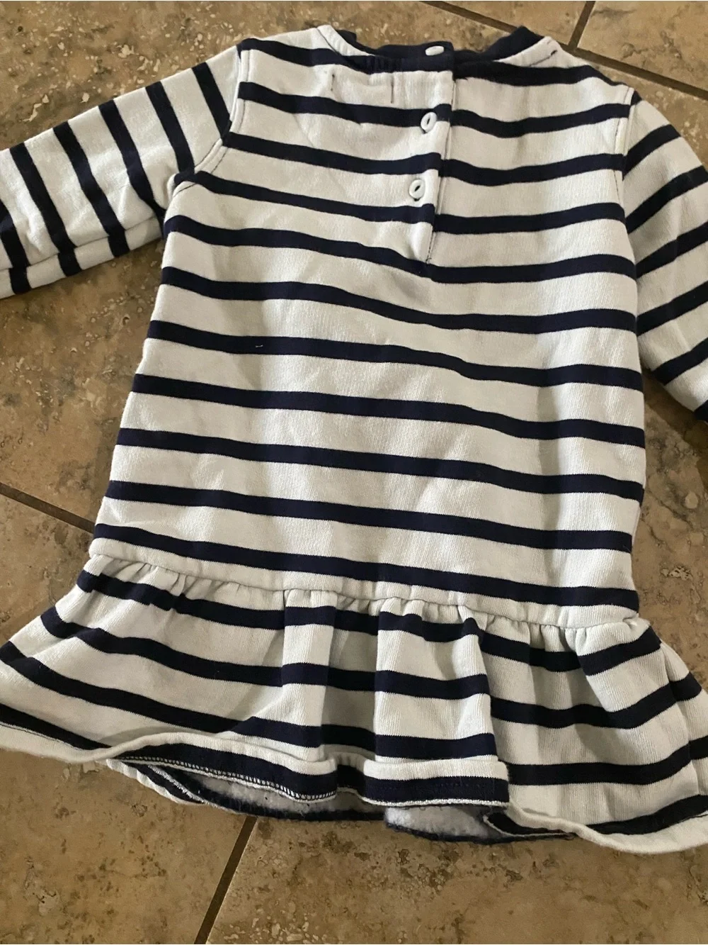 Ralph Lauren Baby Girl Polo Bear Long Sleeve Stripe Drop Waist Dress 12 Months
